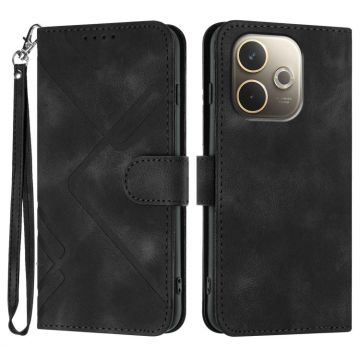 For OPPO A5 Pro 5G Line Pattern Skin Feel Leather Phone Case(Black)