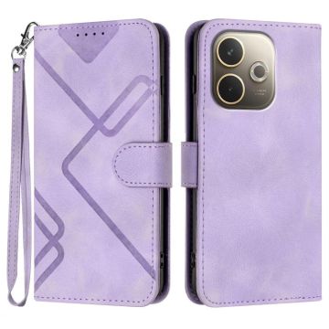 For OPPO A5 Pro 5G Line Pattern Skin Feel Leather Phone Case(Light Purple)