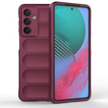 For Samsung Galaxy M54 5G Magic Shield TPU + Flannel Phone Case(Wine Red)