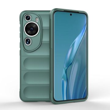 For Huawei P60 Art Magic Shield TPU + Flannel Phone Case(Dark Green)