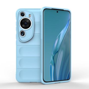 For Huawei P60 Art Magic Shield TPU + Flannel Phone Case(Light Blue)