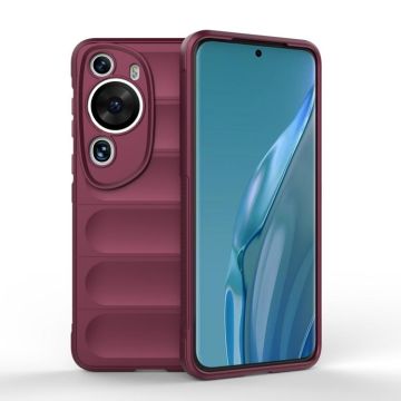 For Huawei P60 Art Magic Shield TPU + Flannel Phone Case(Wine Red)