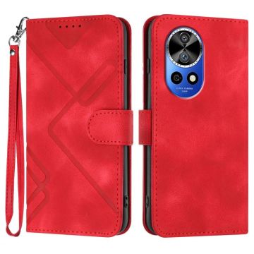 For Huawei nova 12 Pro / nova 12 Ultra Line Pattern Skin Feel Leather Phone Case(Red)