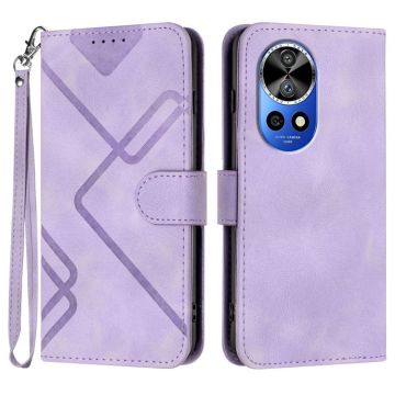For Huawei nova 12 Pro / nova 12 Ultra Line Pattern Skin Feel Leather Phone Case(Light Purple)