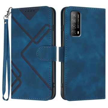 For Huawei Enjoy 20 SE 4G Line Pattern Skin Feel Leather Phone Case(Royal Blue)