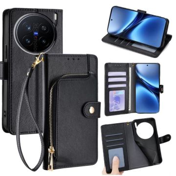 For vivo X200 Pro 5G Zipper Bag Leather Phone Case(Black)