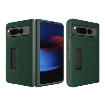 For Google Pixel Fold Litchi Texture Integrated Shockproof Phone Case with Holder(Green)