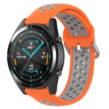 22mm Universal Sports Two Colors Silicone Replacement Strap Watchband(Orange Grey)