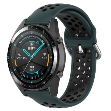 22mm Universal Sports Two Colors Silicone Replacement Strap Watchband(Olive Green Black)