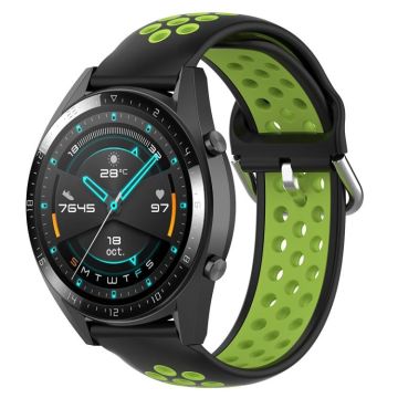 22mm Universal Sports Two Colors Silicone Replacement Strap Watchband(Black Lime)