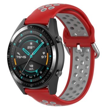 22mm Universal Sports Two Colors Silicone Replacement Strap Watchband(Red Grey)