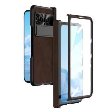 For Google Pixel Fold Napa Texture All-inclusive Phone Case(Coffee)