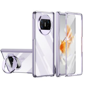 For Huawei Mate X3 Integrated Electroplating PC Folding Phone Case with Hinge(Purple)