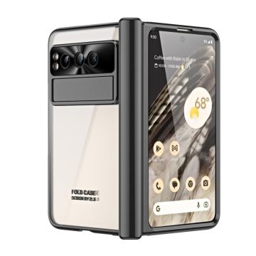 For Google Pixel Fold Integrated Electroplating Folding Phone Case with Hinge(Black)