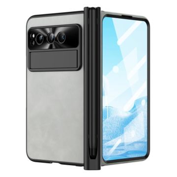 For Google Pixel Fold Integrated Napa Texture All-inclusive Phone Case with Pen Slot(White)