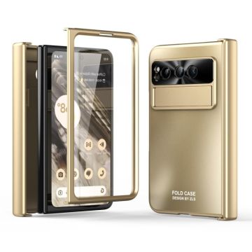 For Google Pixel Fold Integrated Electroplating Folding All-inclusive Phone Case with Hinge(Gold)