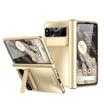 For Google Pixel Fold Integrated Electroplating Folding All-inclusive Phone Case with Pen Slot & Hinge(Gold)