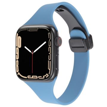 For Apple Watch Series 8 41mm Magnetic Buckle Slim Silicone Watch Band(Blue)