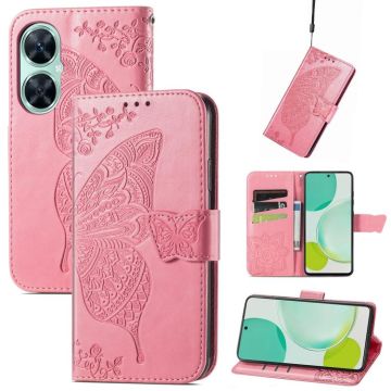 For Huawei nova 11i / Enjoy 60 Pro Butterfly Love Flower Embossed Flip Leather Phone Case(Pink)