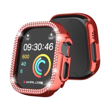 For Apple Watch Ultra 2 / Ultra 49mm Double Row Diamond Hollow PC Watch Case(Red)