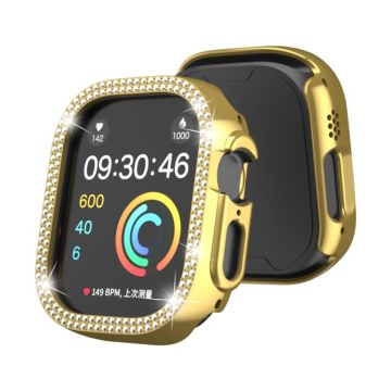 For Apple Watch Ultra 2 / Ultra 49mm Double Row Diamond Hollow PC Watch Case(Gold)