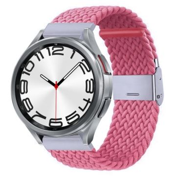 For Samsung Galaxy Watch 6 / 6 Classic Nylon Braided Metal Buckle Watch Band(Pink)