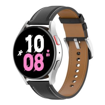 For Samsung Galaxy Watch 6 / 6 Classic Leather Replacement Watch Band(Black)