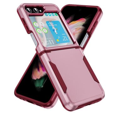 For Samsung Galaxy Z Flip5 5G Pioneer Armor Heavy Duty PC + TPU Phone Case(Pink + Rose Red)