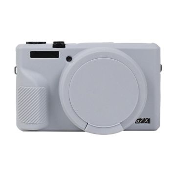 For Canon PowerShot G7 X Mark III / G7X3 Soft Silicone Protective Case with Lens Cover(Grey)