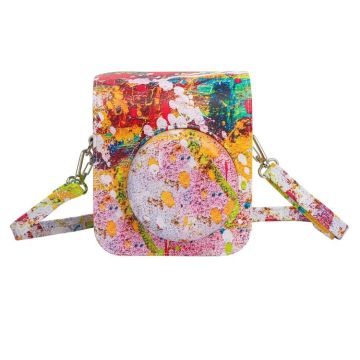 For FUJIFILM instax mini 12 Painted Full Body Leather Case Camera Bag with Strap(Abstract Painting)