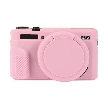 For Canon PowerShot G7 X Mark II / G7X2 Soft Silicone Protective Case with Lens Cover(Pink)