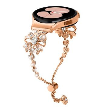 For Samsung Galaxy Watch6 / 6 Classic Bowknot Glitter Diamond Bracelet Watch Band(Rose Gold)