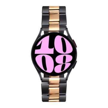 22mm Universal Three-Bead Stainless Steel Watch Band(Black Rose Gold)