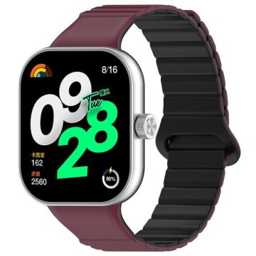 For Xiaomi Smart Band 9 Pro / 8 Pro Two Color Magnetic Silicone Watch Band(Wine Red Black)