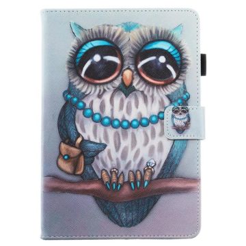 For Amazon Kindle Fire HD 8 (2020) Painted Flat Leather Case with Card Slot & Wallet & Holder & Sleep / Wake-up Function(Grey Cat)