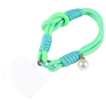 Pearl Splicing Round Twist Rope Short Lanyard(Cyan Green)