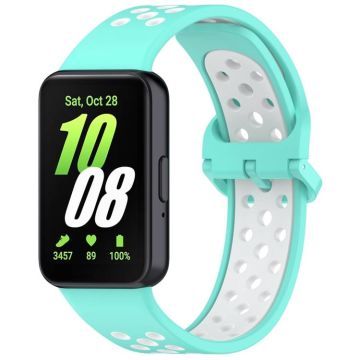 For Samsung Galaxy Fit 3 Two Color Breathable Silicone Watch Band(Teal White)