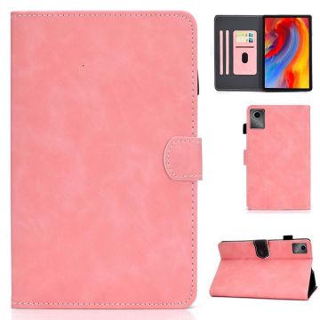 For Lenovo Tab M11 / Xiaoxin Pad 11 2024 Stitching Cowhide Texture Smart Leather Tablet Case(Pink)