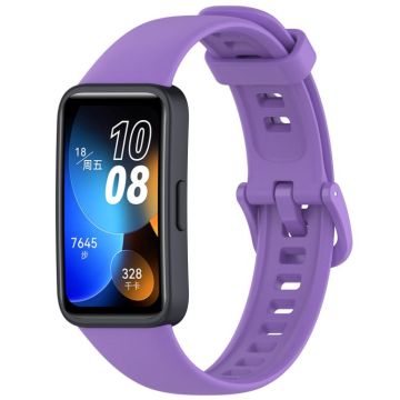 For Huawei Band 10 / 9 / 8 Solid Color Colorful Buckle Silicone Watch Band(Purple)