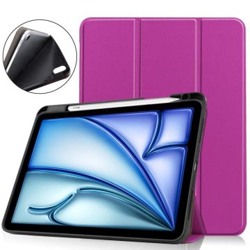 For iPad Air 11 2024 / 2025 Custer TPU Pure Color 3-Fold Holder Smart Leather Tablet Case(Purple)