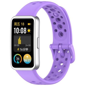 For Huawei Band 10 / 9 / 8 Round Hole Nail Button Silicone Watch Band(Purple)