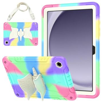 For Samsung Galaxy A9+ Kickstand PC Hybrid Silicone Tablet Case(Colorful Purple)