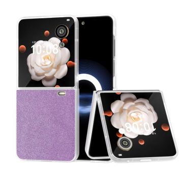 For Honor Magic V Flip PC Frosted Transparent Gradient Glitter Powder Phone Case(Purple)