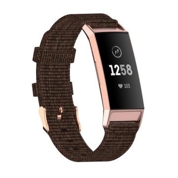 For Fitbit Charge 4 / Charge 3 / Charge3 SE Braided Nylon Watch Band Plastic Head, Size: Free Size(Dark Brown)