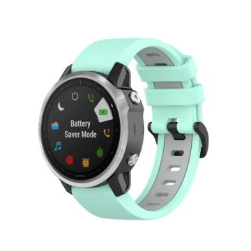 For Garmin Fenix 6 Two-color Silicone Watch Band(Teal Grey)