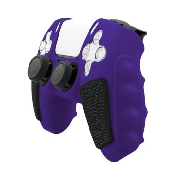 For Sony PS5 Splicing Color Silicone Gamepad Protective Case without Rocker Caps(Purple Black)
