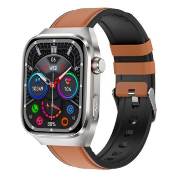 TK16 2.04 inch LCD Screen Leather Strap Smart Watch Supports Health Monitoring(Brown)