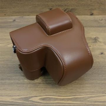 For FUJIFILM X-S20 Full Body Leather Camera Case Bag with Strap(Coffee)