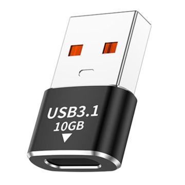 120W 10Gbps USB3.1 Male to USB-C / Type-C Female OTG Mini Adapter(Black)