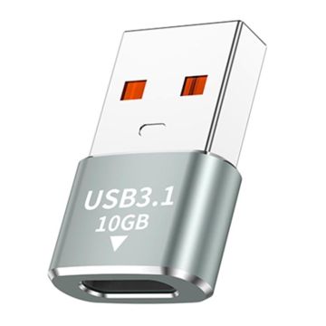 120W 10Gbps USB3.1 Male to USB-C / Type-C Female OTG Mini Adapter(Grey)